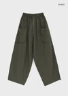 (UNISEX) Whittle Nylon Cut-out Wide Elastic Pants