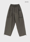 (UNISEX) Whittle Nylon Cut-out Wide Elastic Pants