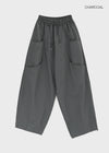 (UNISEX) Whittle Nylon Cut-out Wide Elastic Pants