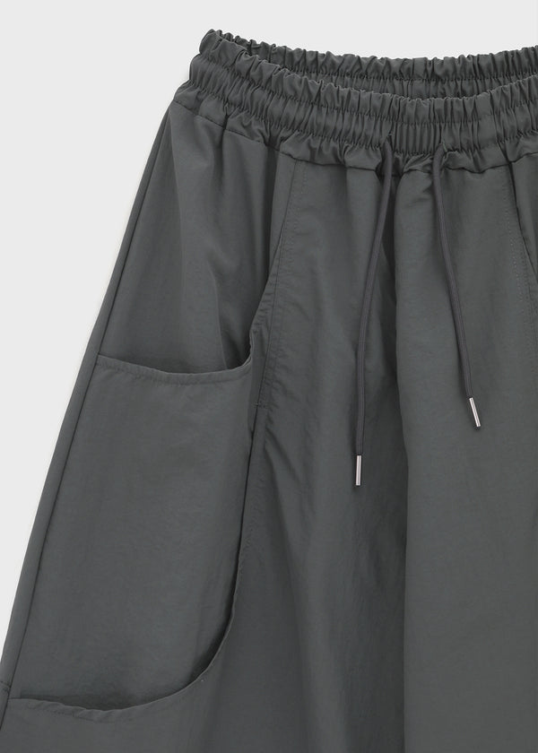 (UNISEX) Whittle Nylon Cut-out Wide Elastic Pants