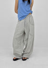 (UNISEX) Whittle Nylon Cut-out Wide Elastic Pants