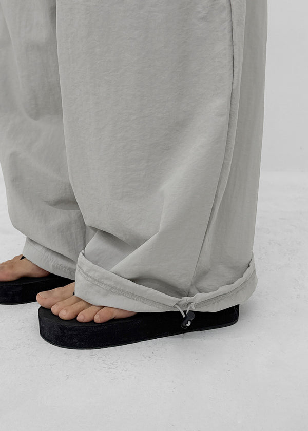 (UNISEX) Whittle Nylon Cut-out Wide Elastic Pants