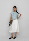 Romsha Snap Button Pintuck Midi Skirt