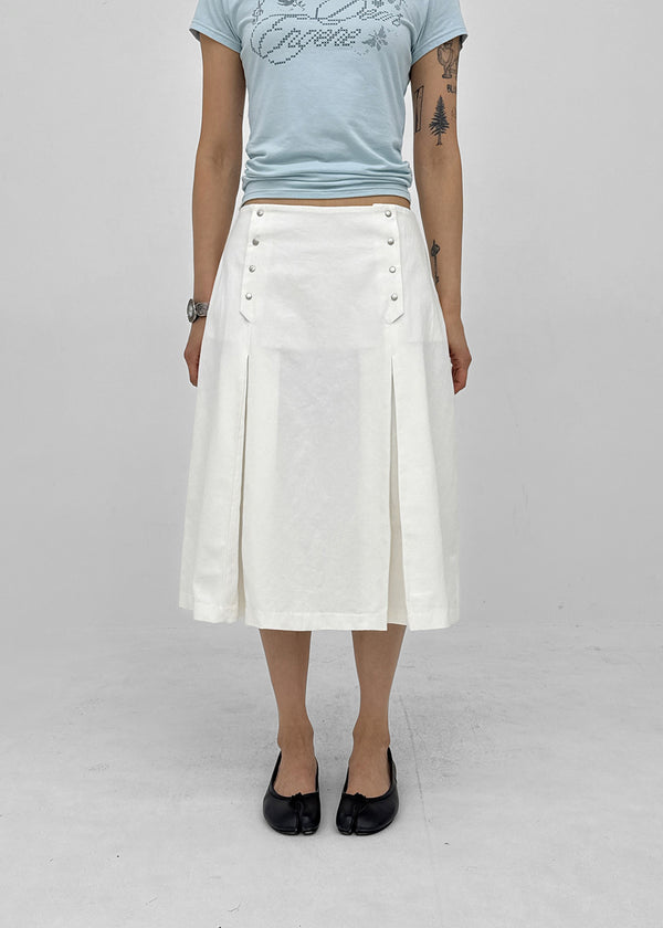 Romsha Snap Button Pintuck Midi Skirt