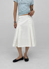 Romsha Snap Button Pintuck Midi Skirt