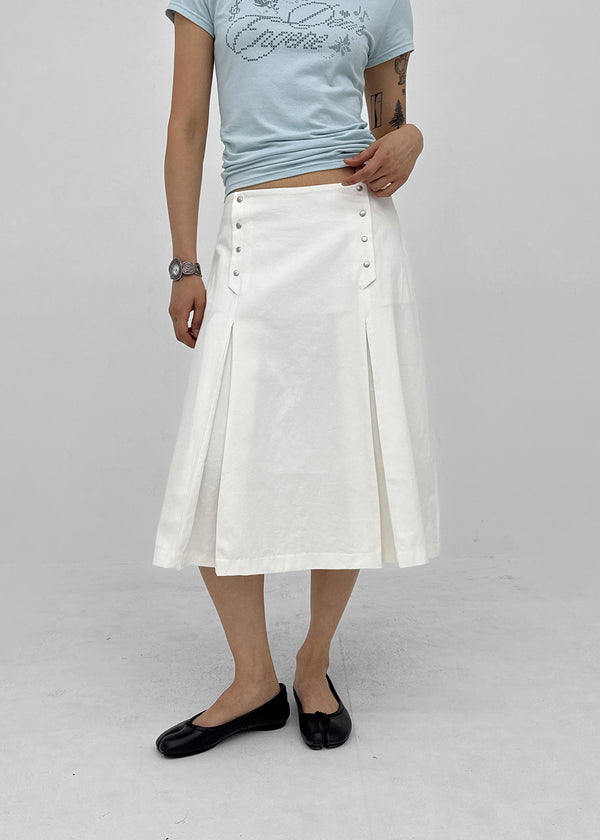 Romsha Snap Button Pintuck Midi Skirt