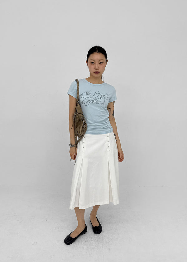 Romsha Snap Button Pintuck Midi Skirt