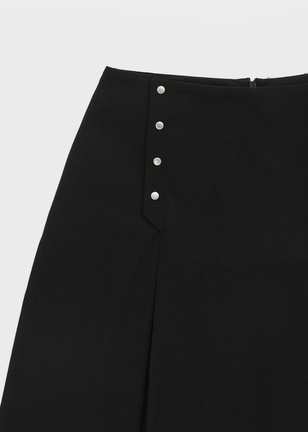 Romsha Snap Button Pintuck Midi Skirt