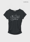 Jabes Printed Shirred Short Sleeve Tee