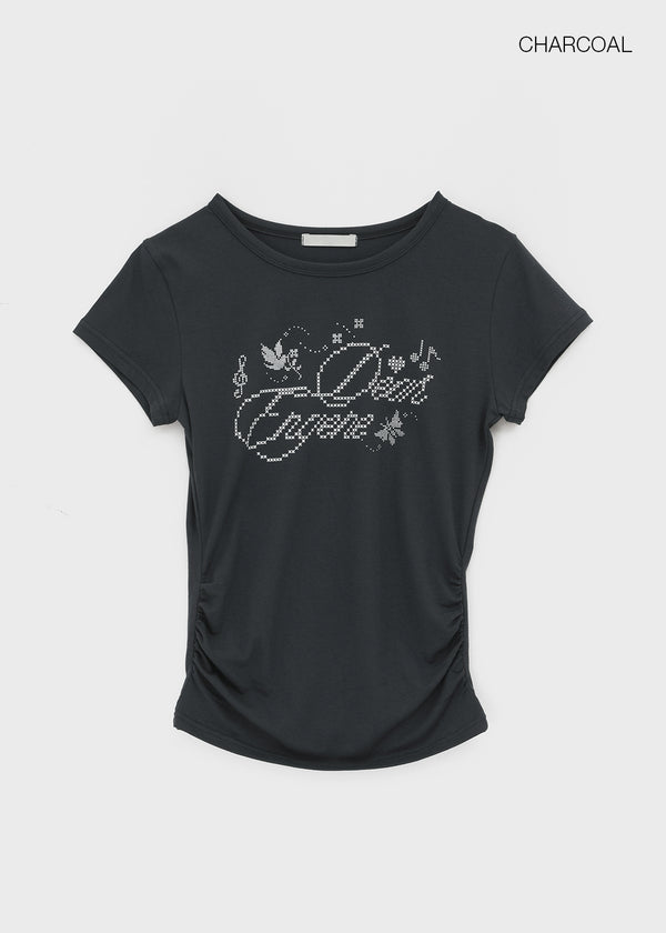 Jabes Printed Shirred Short Sleeve Tee