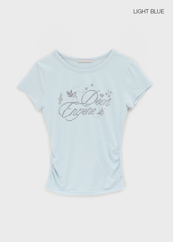 Jabes Printed Shirred Short Sleeve Tee
