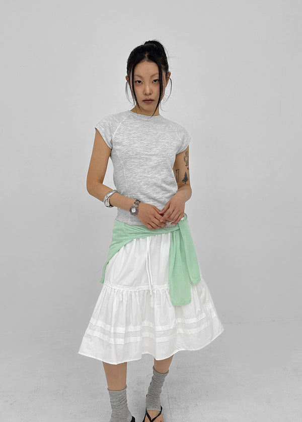 Paoki Flare Banding Midi Skirt