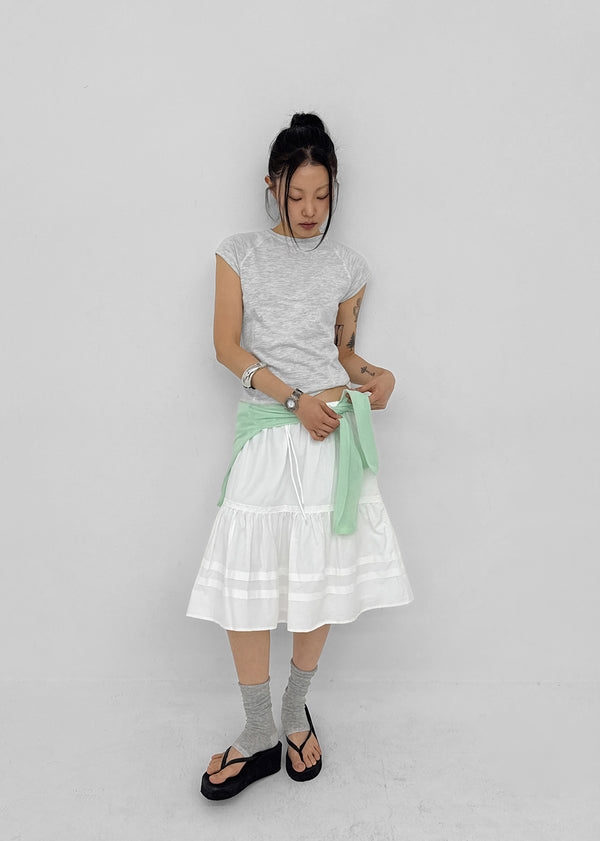 Paoki Flare Banding Midi Skirt