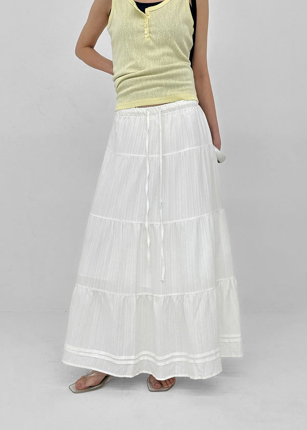 Roheven Banded Tiered Long Skirt