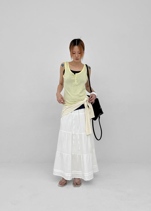Roheven Banded Tiered Long Skirt
