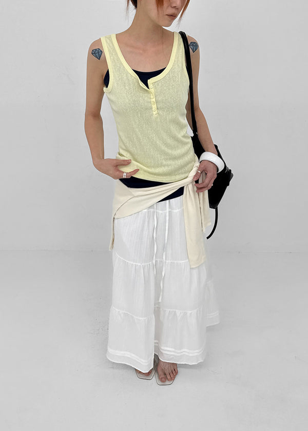 Roheven Banded Tiered Long Skirt