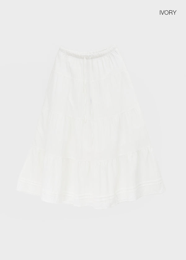Roheven Banded Tiered Long Skirt
