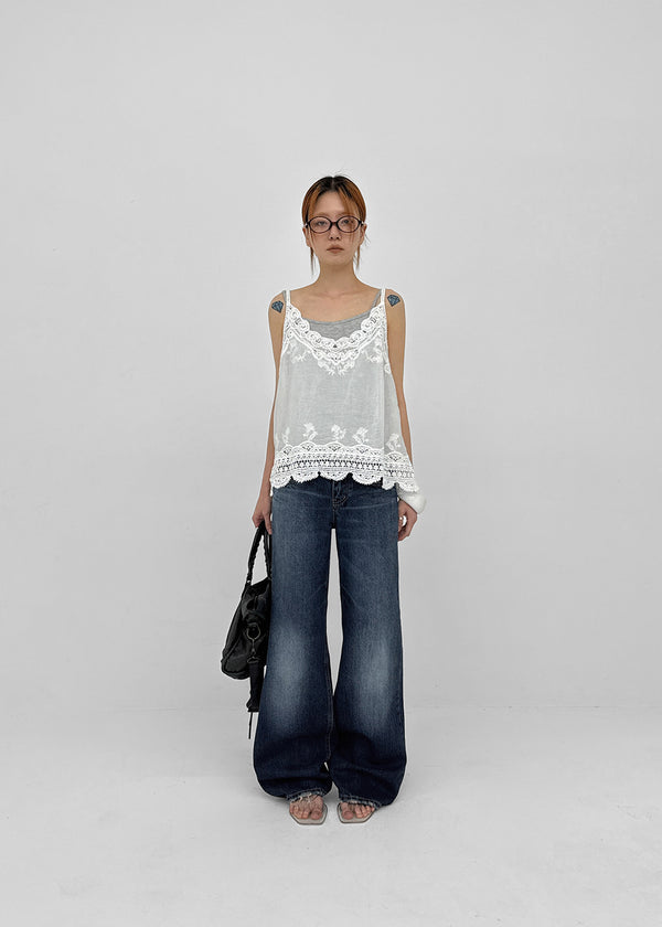 Kapton Washed Wide Bootcut Denim Pants
