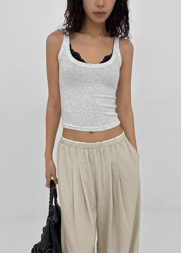 Ribedel Semi-cropped U-neck Sleeveless Top