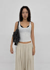 Ribedel Semi-cropped U-neck Sleeveless Top
