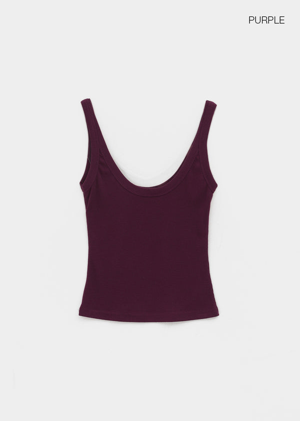 Ribedel Semi-cropped U-neck Sleeveless Top