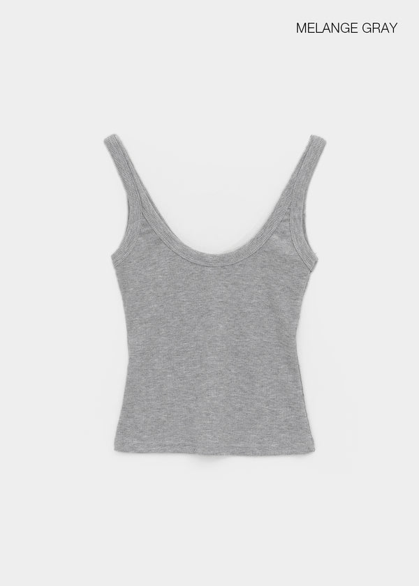 Ribedel Semi-cropped U-neck Sleeveless Top