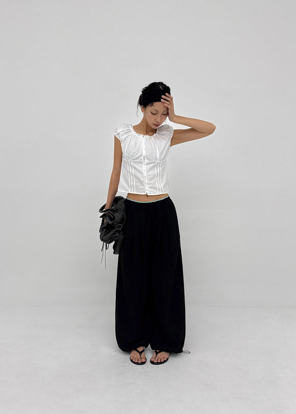 Camino Short-sleeve Puff Blouse