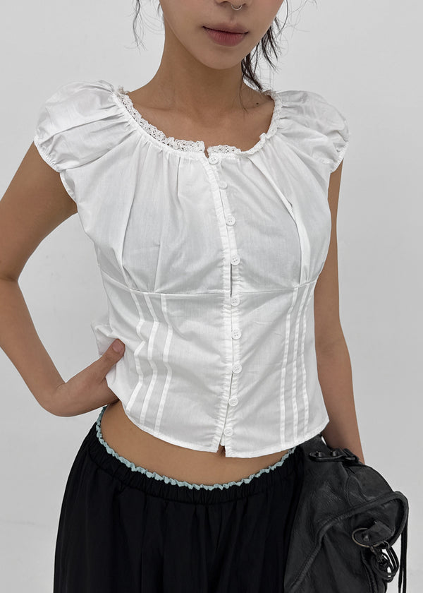 Camino Short-sleeve Puff Blouse