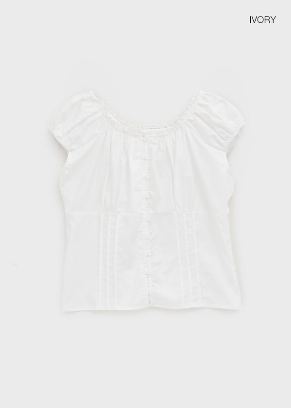Camino Short-sleeve Puff Blouse