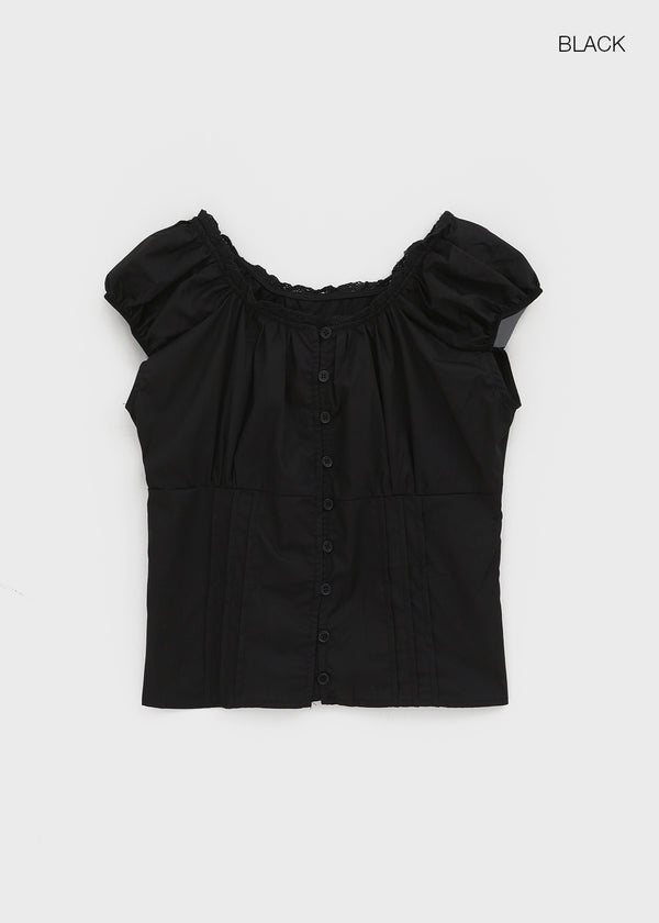 Camino Short-sleeve Puff Blouse