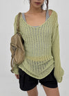 Seifi Punching Deep V-neck Summer Knit