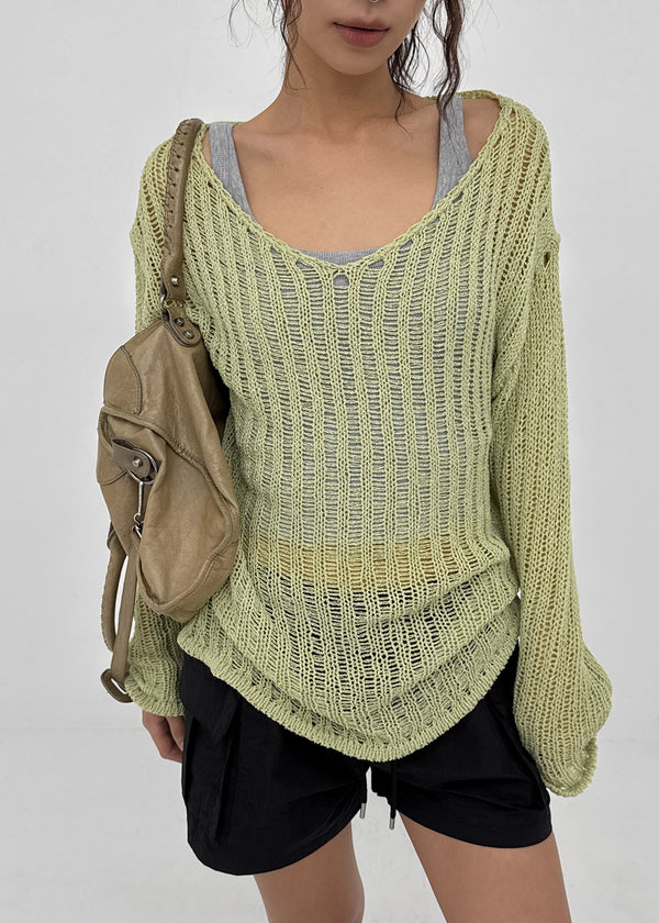 Seifi Punching Deep V-neck Summer Knit