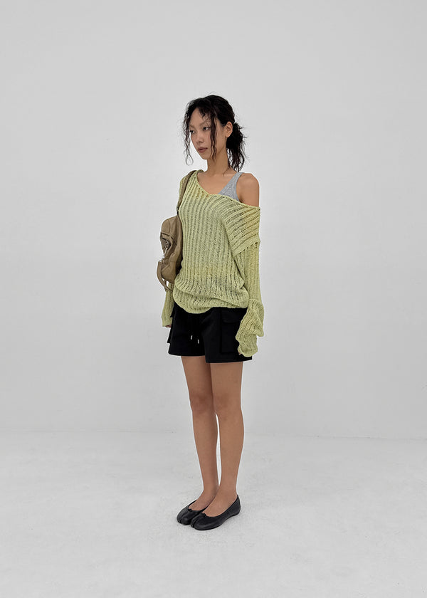 Seifi Punching Deep V-neck Summer Knit
