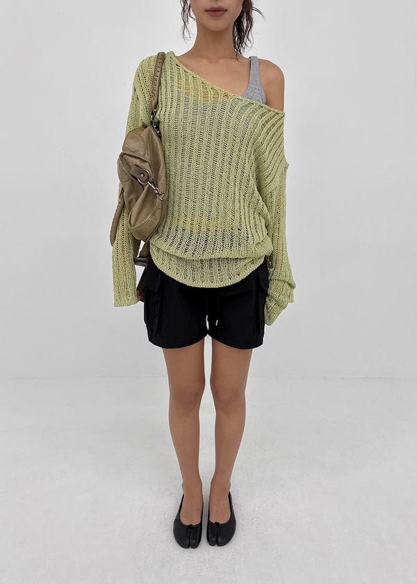 Seifi Punching Deep V-neck Summer Knit