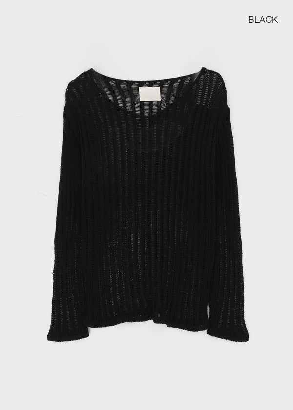 Seifi Punching Deep V-neck Summer Knit