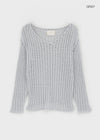 Seifi Punching Deep V-neck Summer Knit