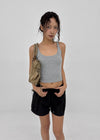 Ribedel Semi-cropped U-neck Sleeveless Top