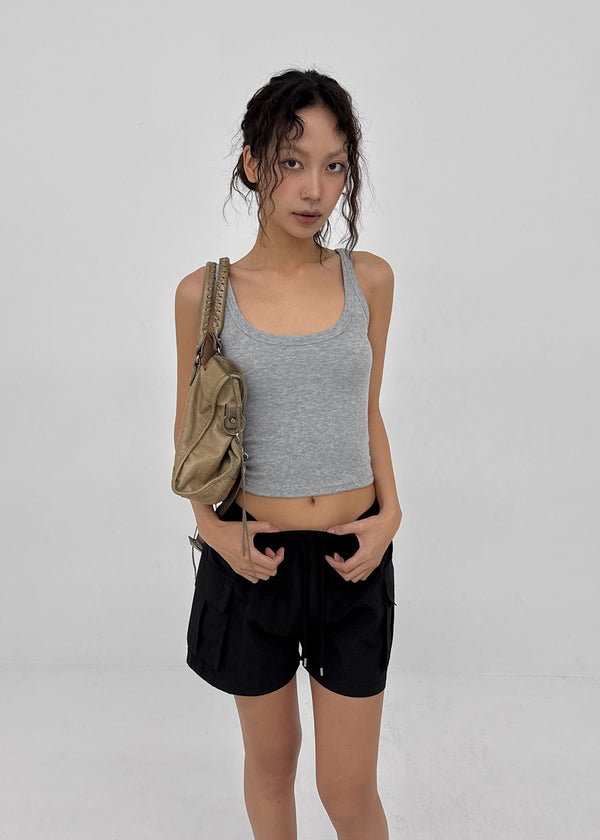 Ribedel Semi-cropped U-neck Sleeveless Top