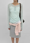 Pook Hook Henley Neck Vintage Summer Tencel Long Sleeve Tee