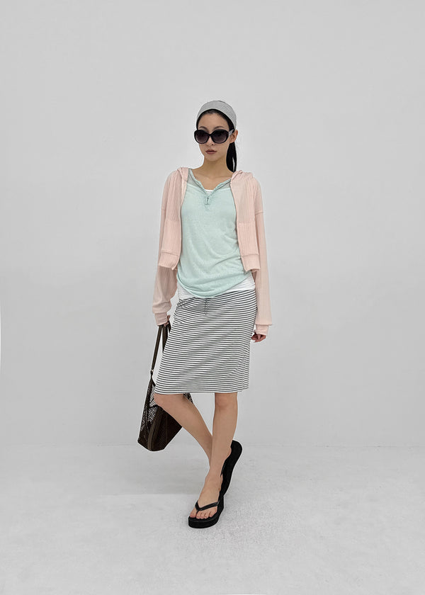 Pook Hook Henley Neck Vintage Summer Tencel Long Sleeve Tee