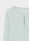 Pook Hook Henley Neck Vintage Summer Tencel Long Sleeve Tee