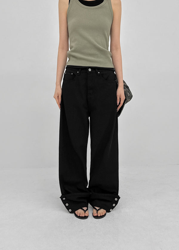 Ponhi Button Wide Cotton Pants