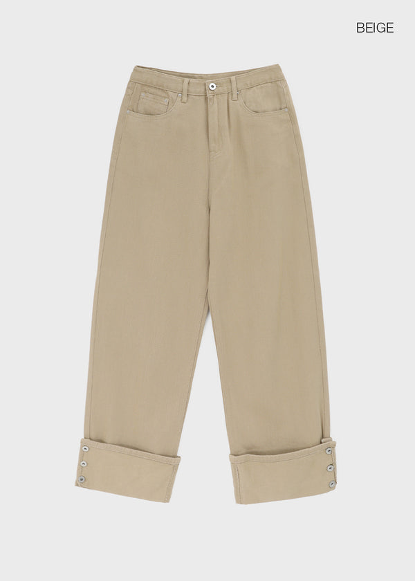 Ponhi Button Wide Cotton Pants