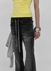 Comonut Banding Washed Bootcut Denim Pants