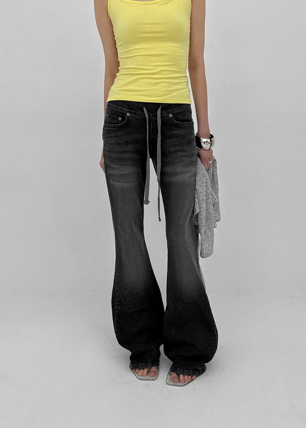 Comonut Banding Washed Bootcut Denim Pants