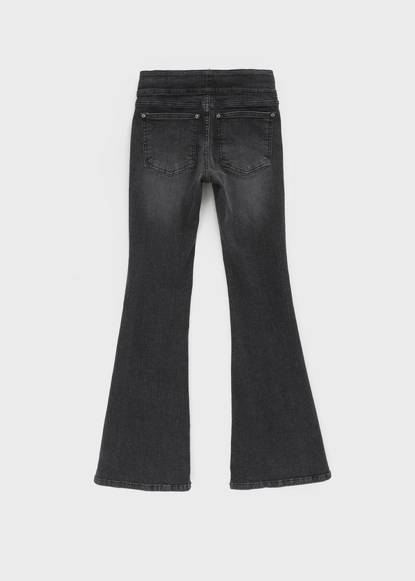 Comonut Banding Washed Bootcut Denim Pants