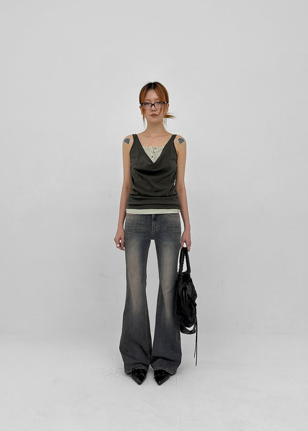 Cellom Back Pocket Slim Washed Bootcut Denim Pants