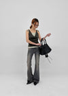 Cellom Back Pocket Slim Washed Bootcut Denim Pants