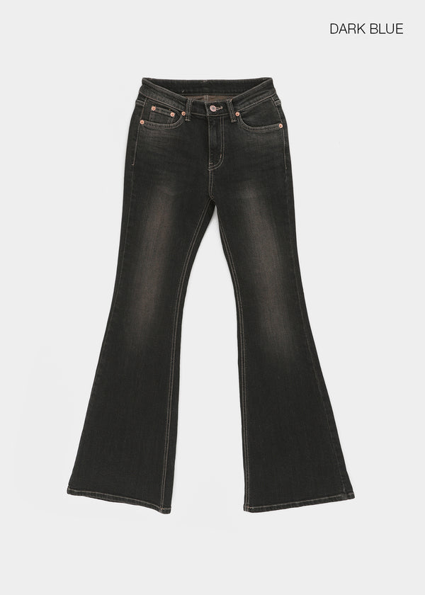 Cellom Back Pocket Slim Washed Bootcut Denim Pants