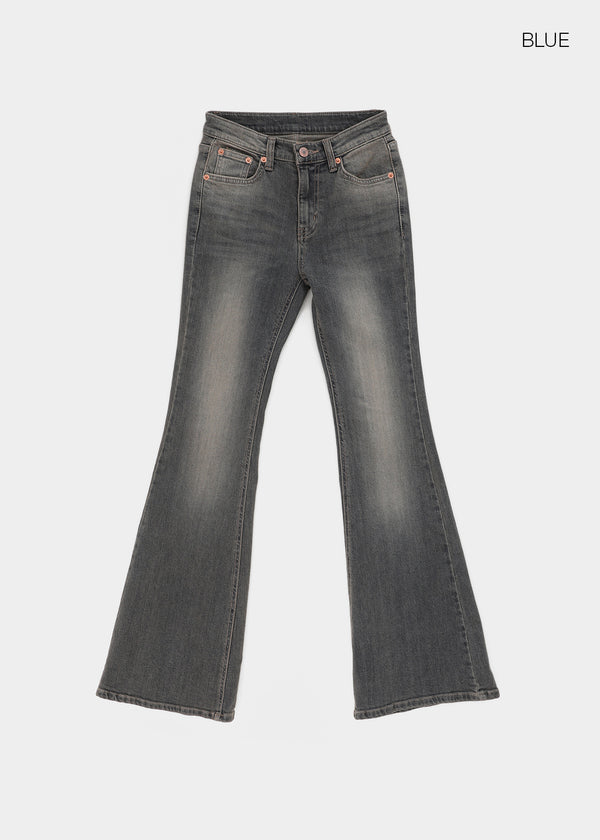 Cellom Back Pocket Slim Washed Bootcut Denim Pants
